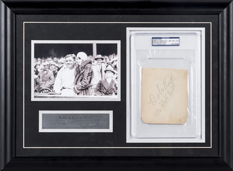 Babe Ruth and Claire Ruth (Signed As "Mrs. Babe Ruth") Dual Signed Album Page in Framed Display (PSA/DNA NM-MT 8.5)